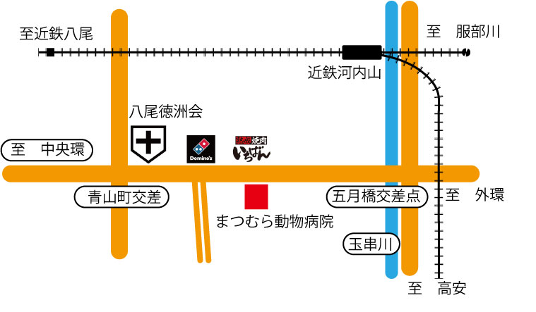 八尾　まつむら動物病院　地図